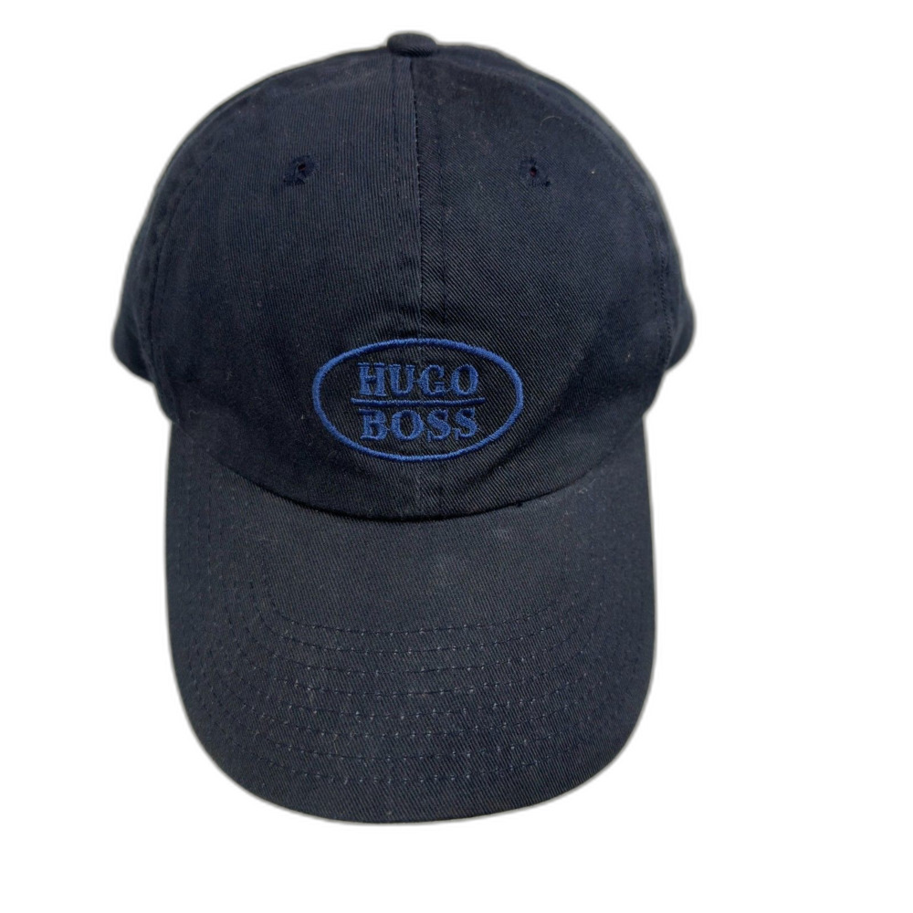 Vintage Hugo Boss Navy Blue Embroidered Oval Logo Baseball Cap OSFA